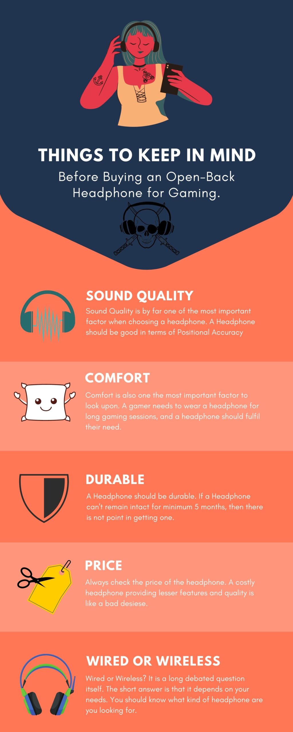 Infographic Showing Things To Keep In Mind Before Choosing An Open-Back Headphones For Gaming.