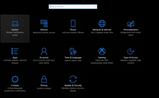 A Screenshot Of Settings On Windows