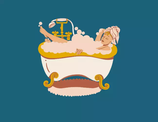 A Women Taking A Bath